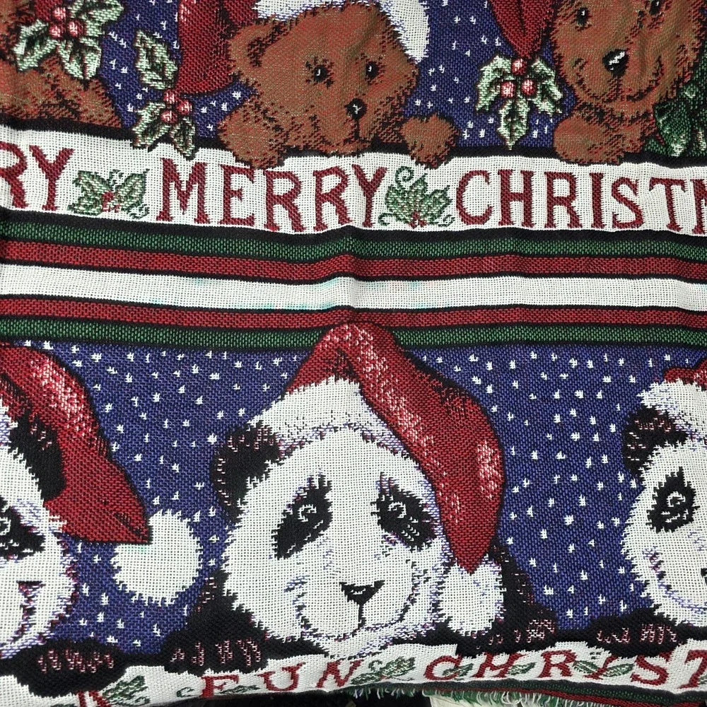 CHATHAM Panda Polar Bear Bears Santa Christmas Tapestry Throw Blanket CMI